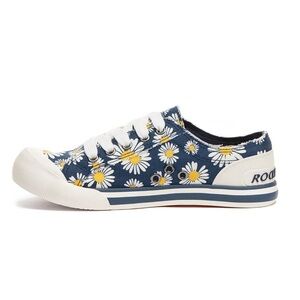 Navy Ankle Sneakers with Daisies